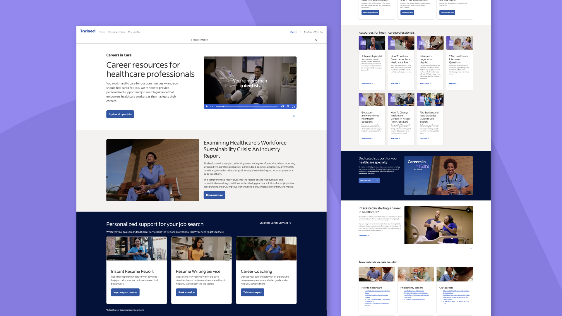 Careers in Care tailored landing page