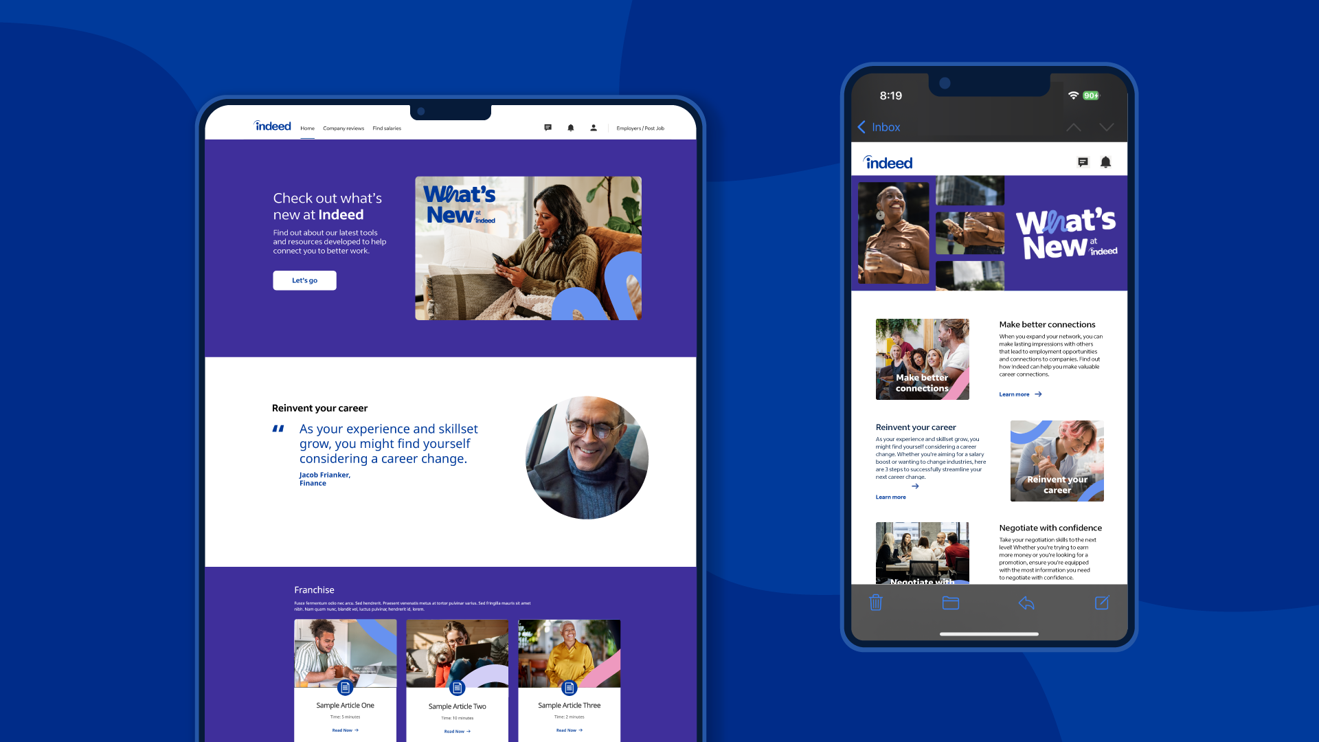 What's New at Indeed — landing page