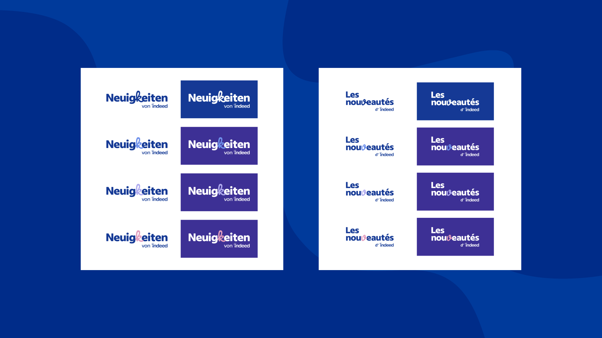 What's New at Indeed — localized logos for German and French markets
